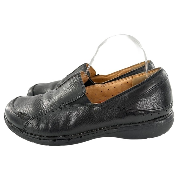 Clarks unstructured womens flats size 10 black leather comfort loafers - Picture 5 of 12
